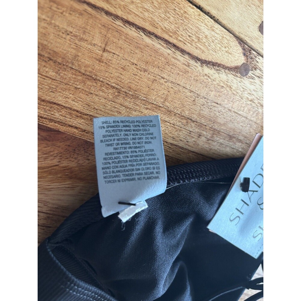 SHADE & SHORE Ribbed Triangle Adjustable Bikini Top BLACK Medium 8-10 - Picture 6 of 9